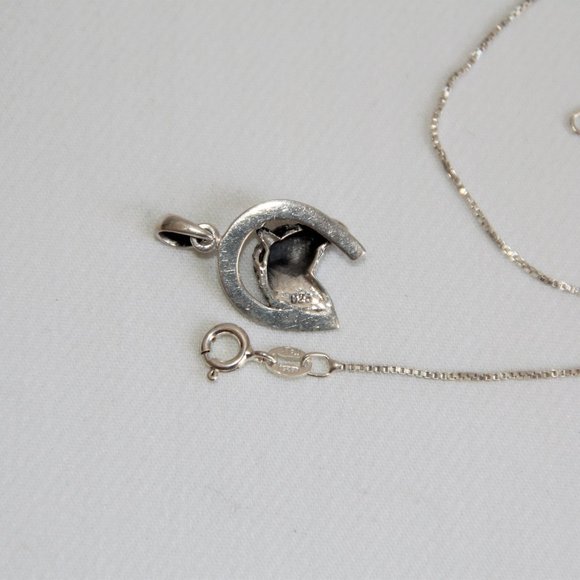 Broche Argent Sterling 925 Fer à Cheval Avec Cheval - Bijou Vintage Occasion